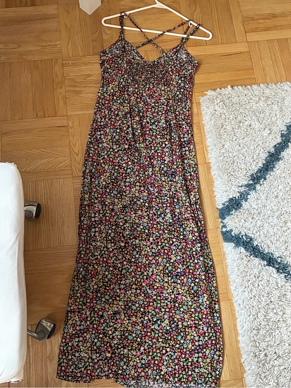 Zara Black Floral Maxi Dress with Multi-Colored Blossoms - Picture 8 of 12